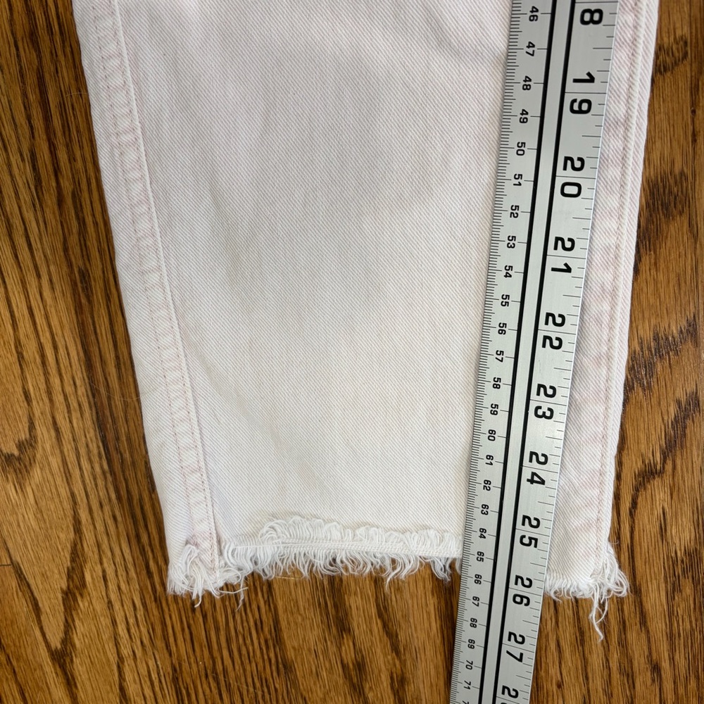 7 For All Mankind White High Waist Cropped Straight Jeans - Picture 12 of 16